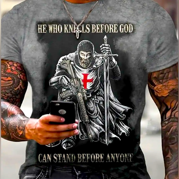 New - Men's Classic Fit Christian Warrior Graphic T-Shirt - Size XL - Picture 1 of 3